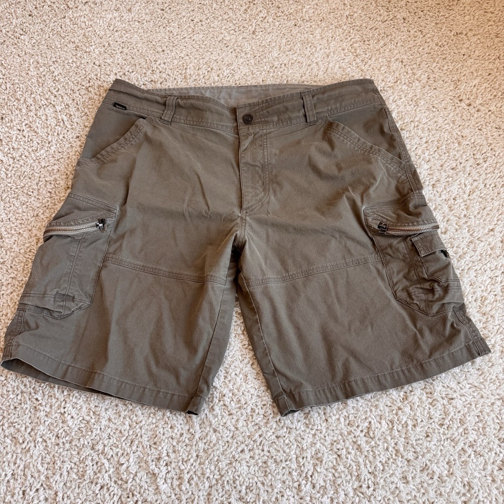 KUHL Cargo Shorts Mens 38 Olive Green Excellent Utility Hiking Outdoor Pockets